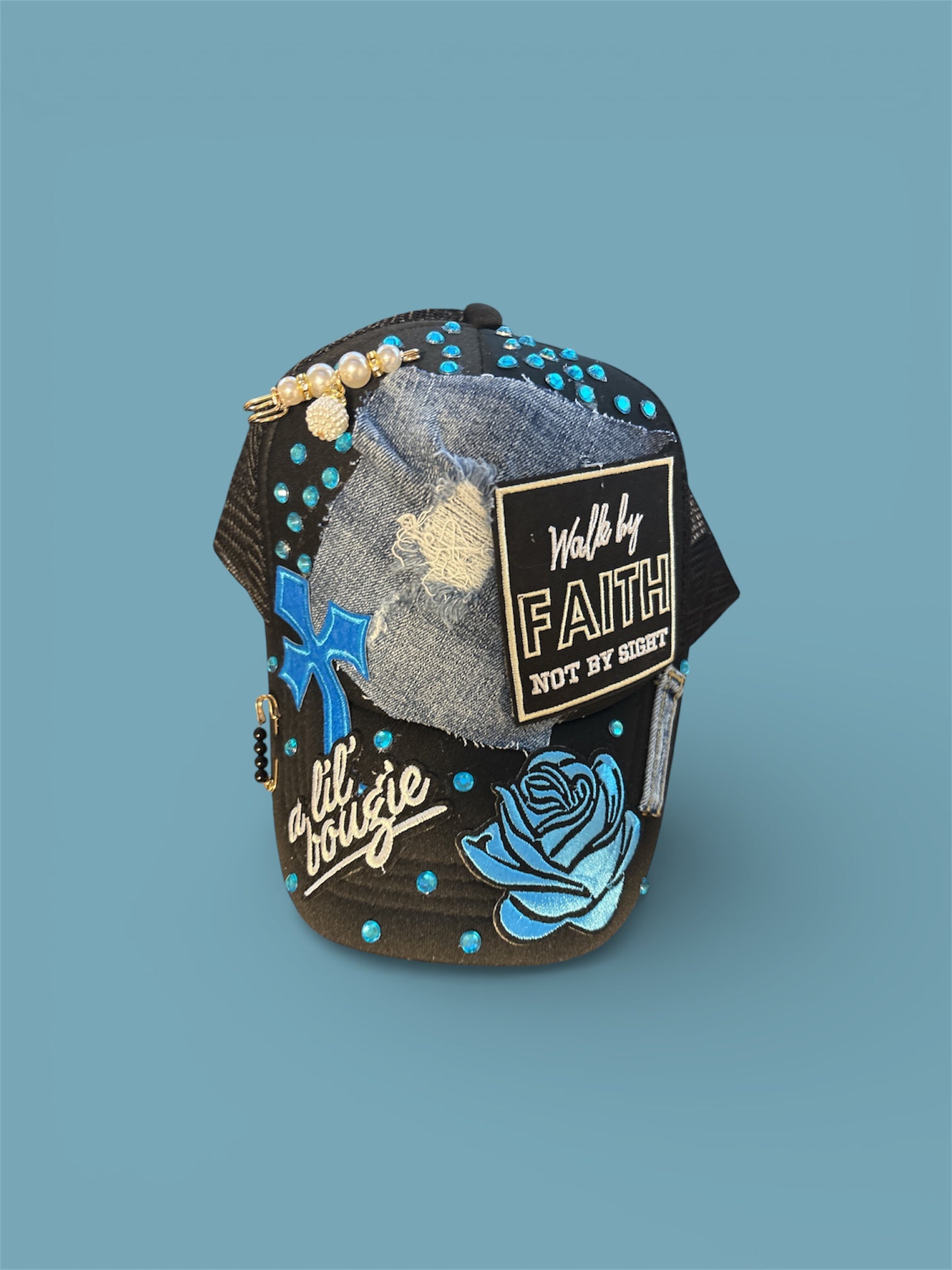 Women denim and blue faith inspired cap