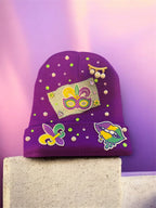 Knit Mardi Gras hat Not Satin lined
