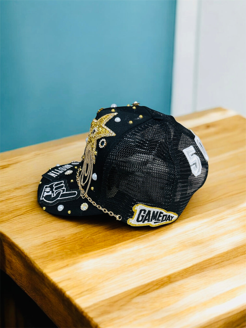 Women custom bling football cap