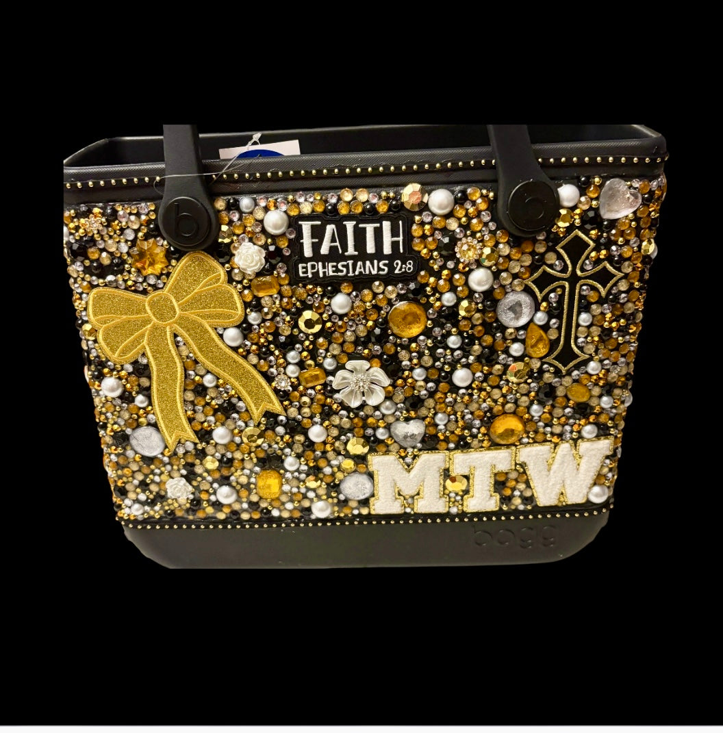 Custom Black and Gold Baby Bogg Tote set