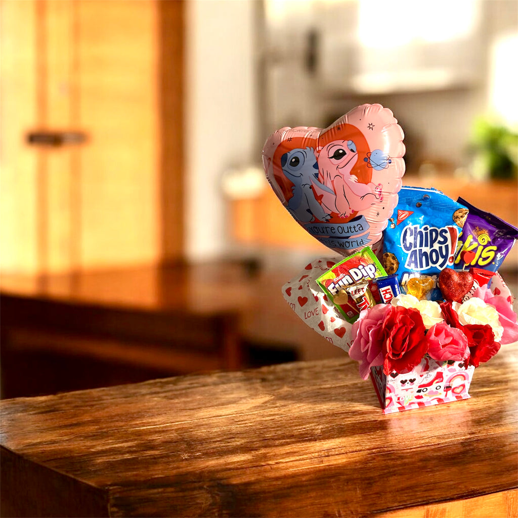 Cute gift baskets for Valentine or just because gifts filled with something sweet or salty