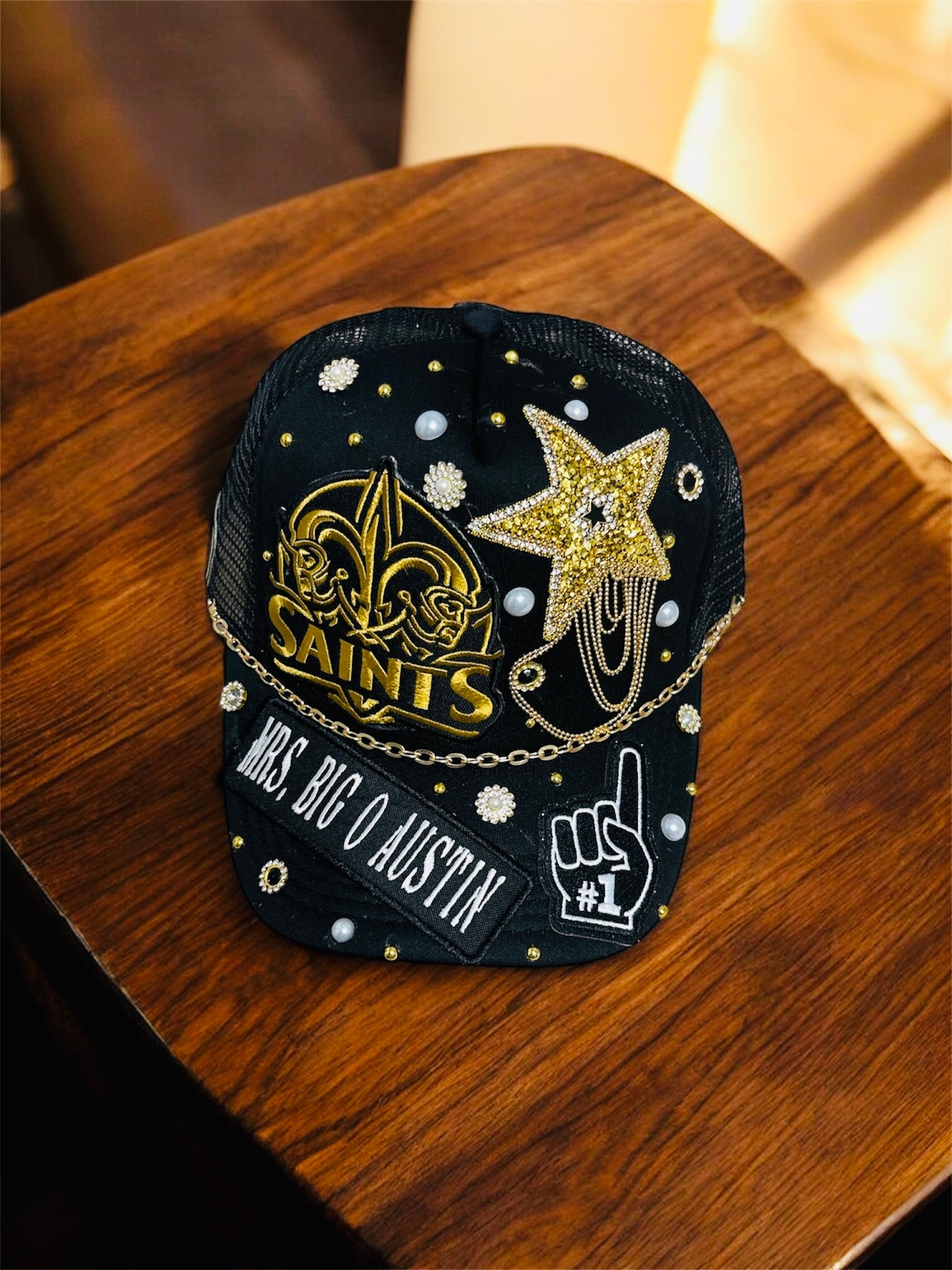 Women custom bling football cap