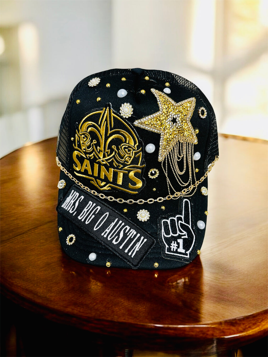 Women custom bling football cap