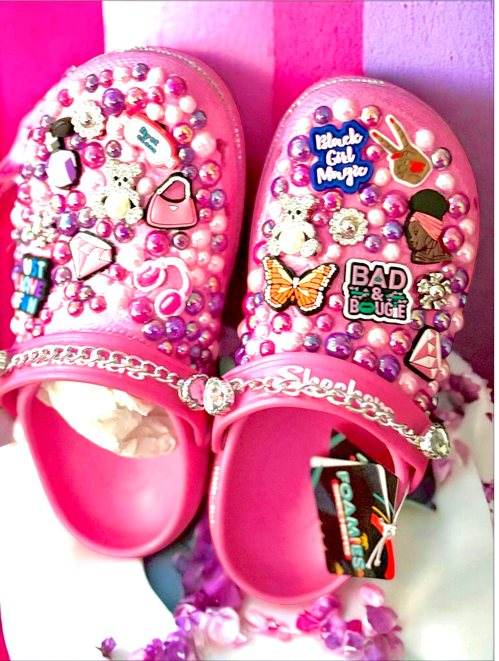 Custom, Cute, Colorful Girl Crocs Hand-placed gems