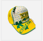 Green and yellow sorority inspired women cap