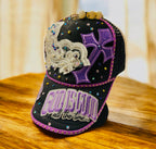 Custom Purple and black God is Good Women Bling Cap