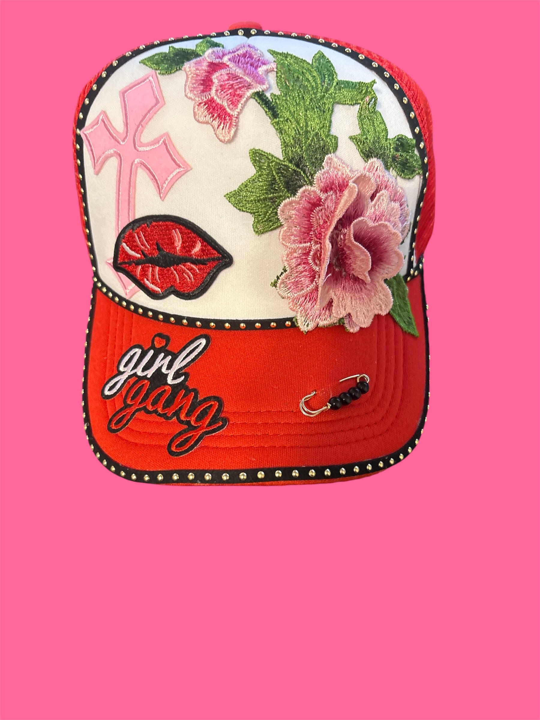 Pink and Red women flora cap
