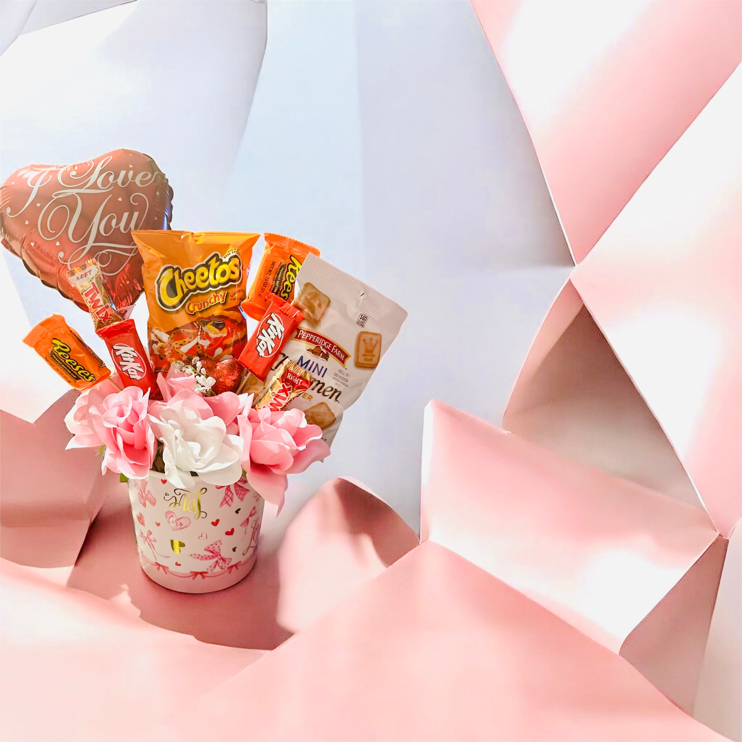 Cute gift baskets for Valentine or just because gifts filled with something sweet or salty