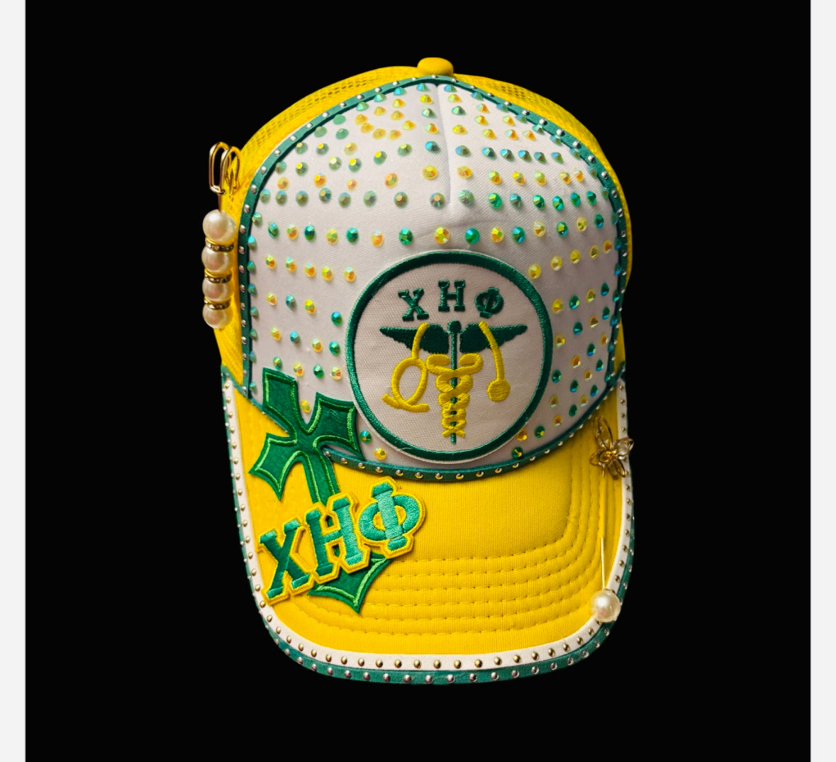 Sorority Inspired Green and Yellow Women Cap
