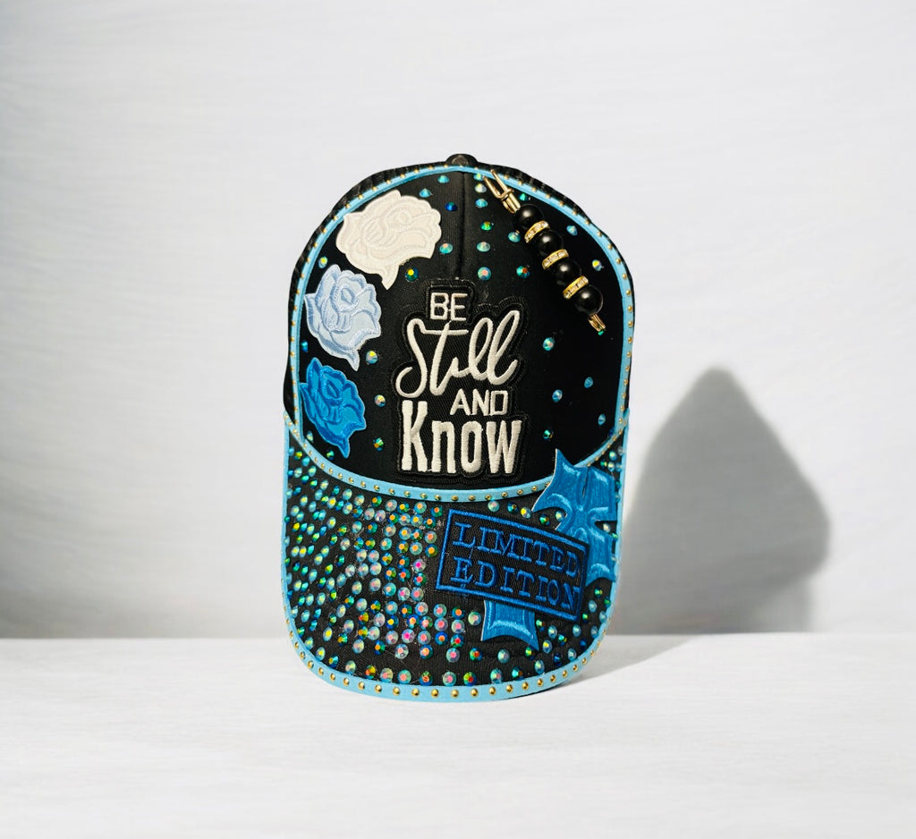 Custom women cap blue and black wearing your faith out loud