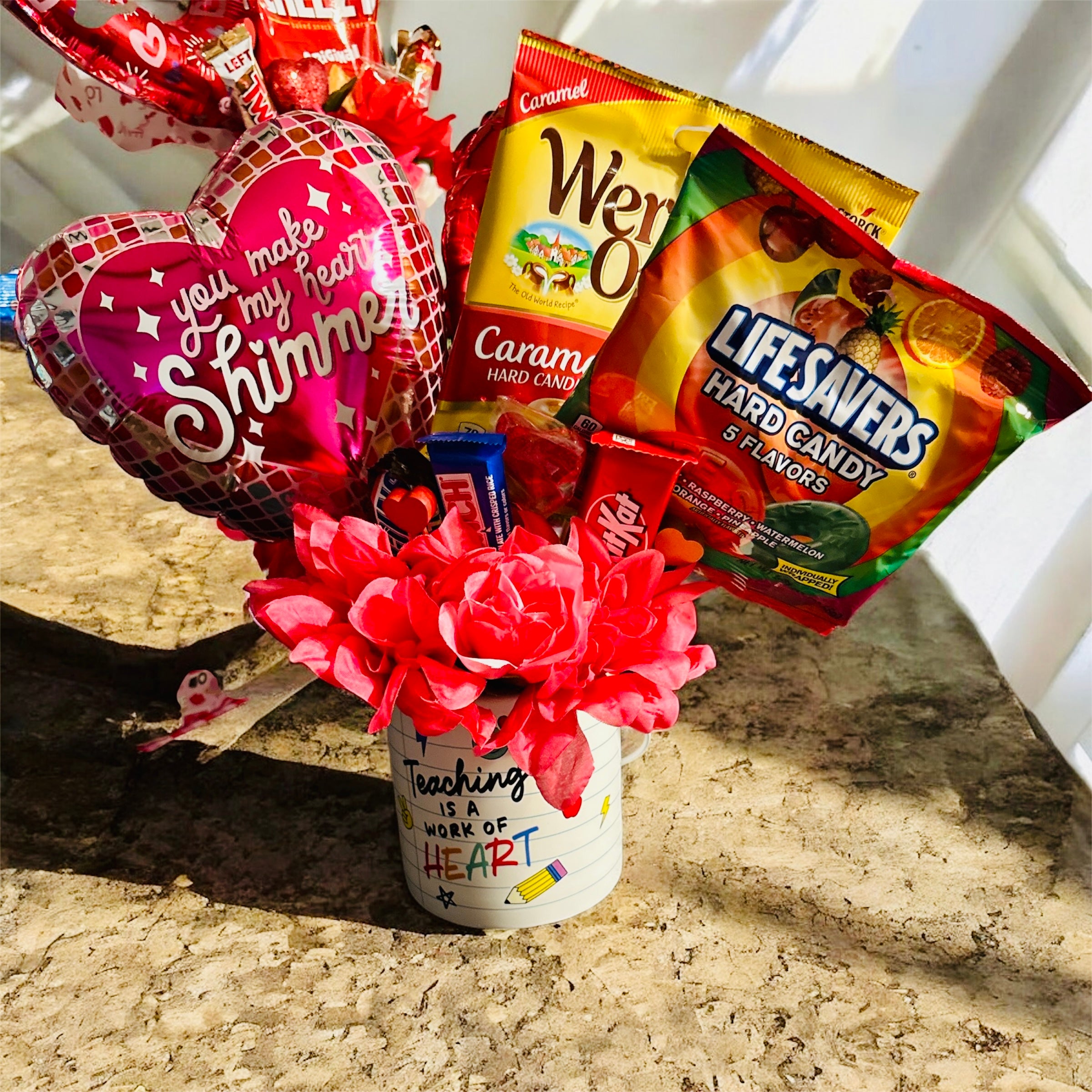 Teacher friendly gift ideas ( Valentine, just because with a thoughtful mug, sweet or salty snacks(Local Orders Only)