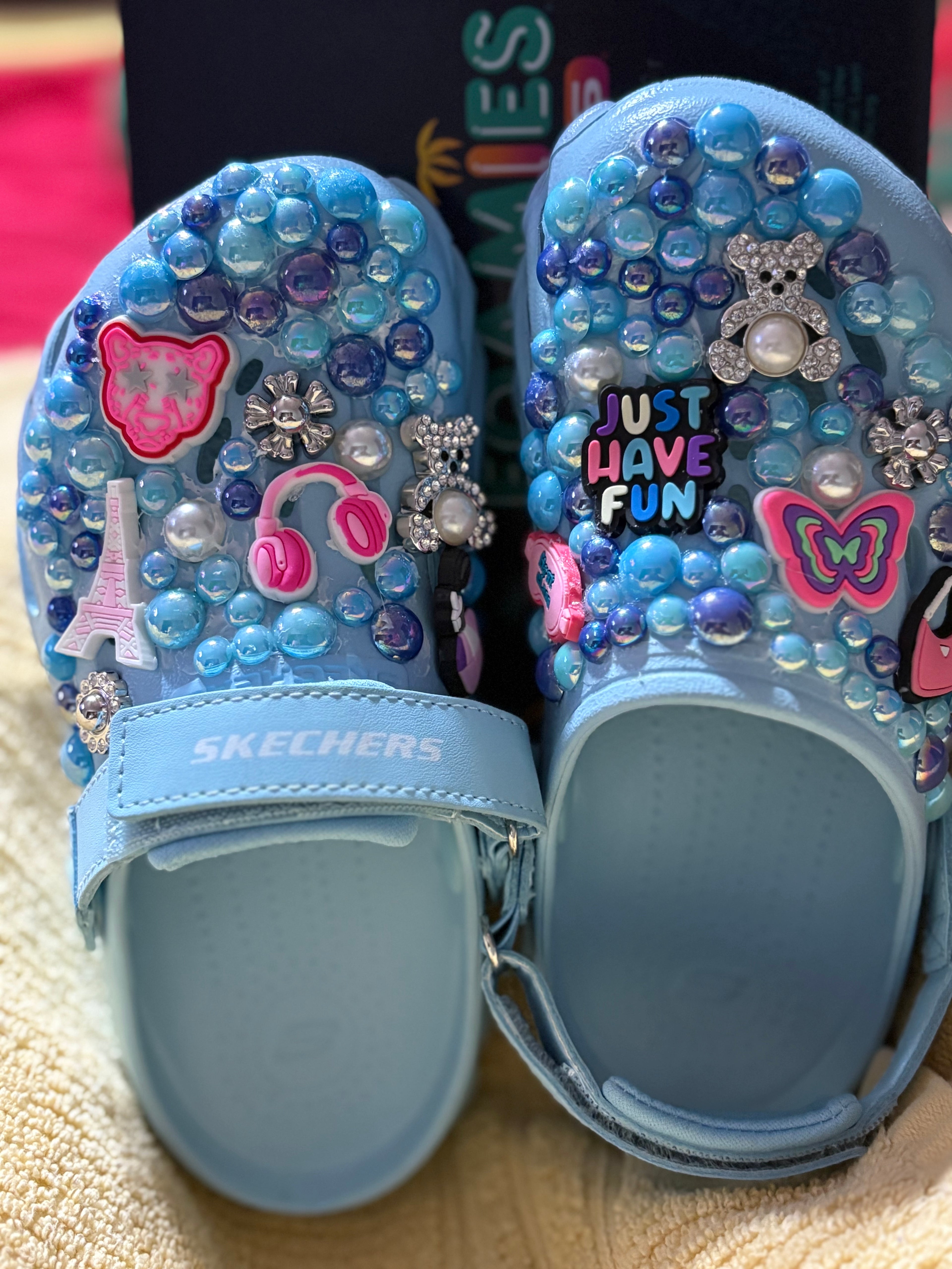 Custom, Cute, Colorful Girl Crocs Hand-placed gems