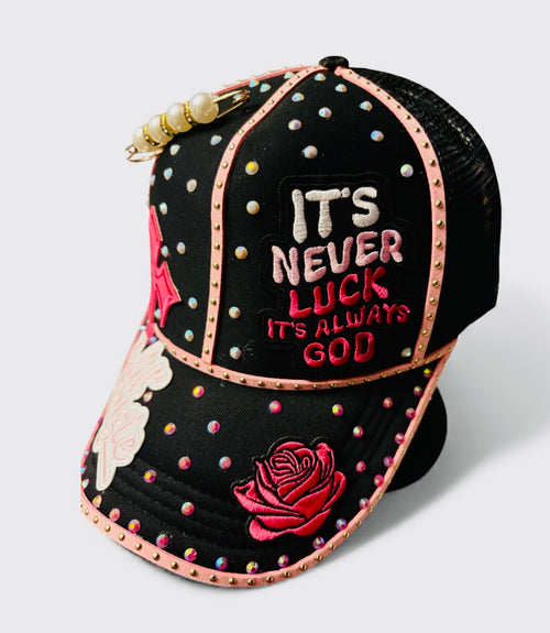 Bold Faith Custom black with shades of pink women cap
