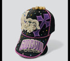 Custom Purple and black God is Good Women Bling Cap