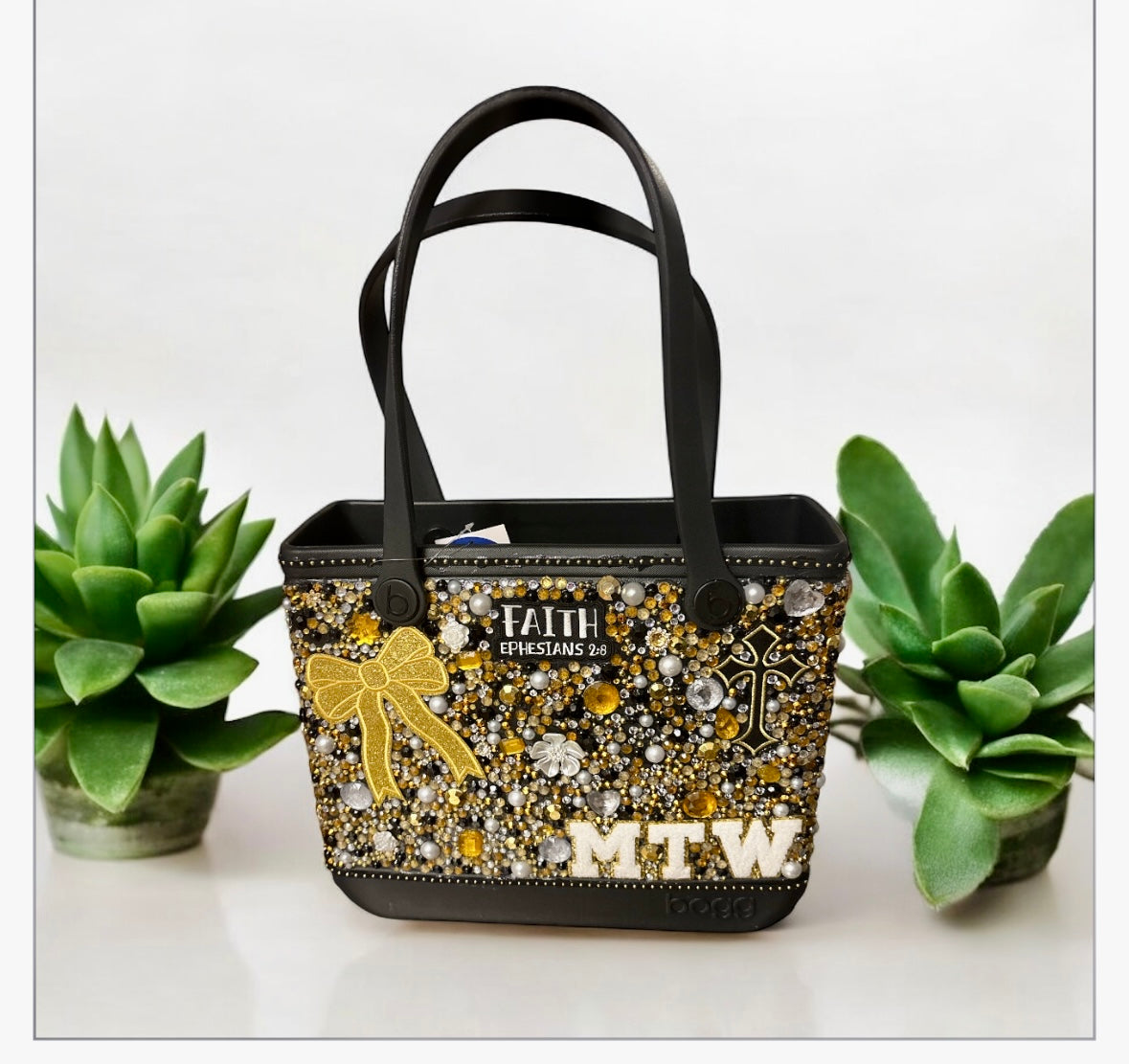 Custom Black and Gold Baby Bogg Tote set
