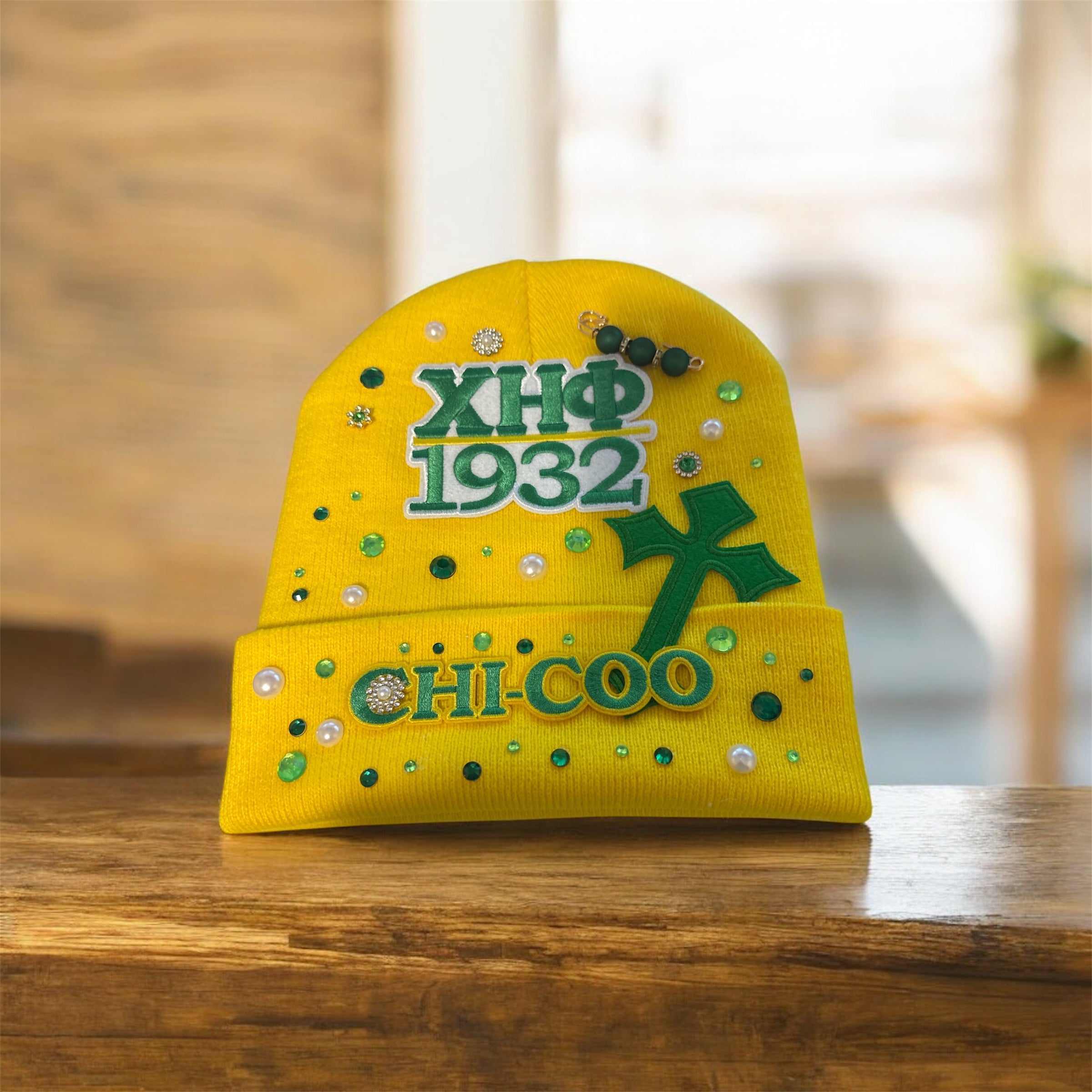 Sorority yellow satin lined hat