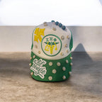 Custom green and yellow sorority cap