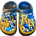 Handcrafted Blue Rhinestone Crocs