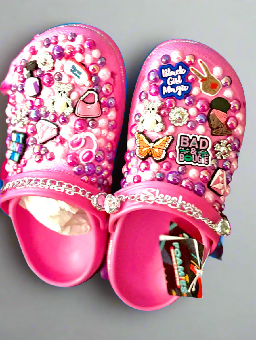 Handcrafted Pink Rhinestone Crocs
