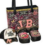 Handcrafted Bling set Baby Tote Bag, Crocs, and Bougie Hat