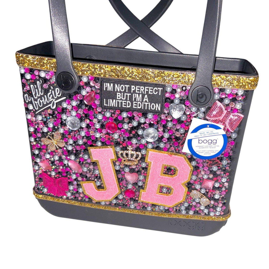 Handcrafted Bling set Baby Tote Bag, Crocs, and Bougie Hat