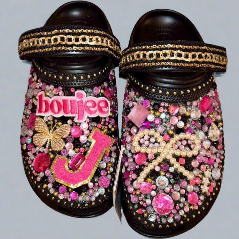 Handcrafted Bling set Baby Tote Bag, Crocs, and Bougie Hat